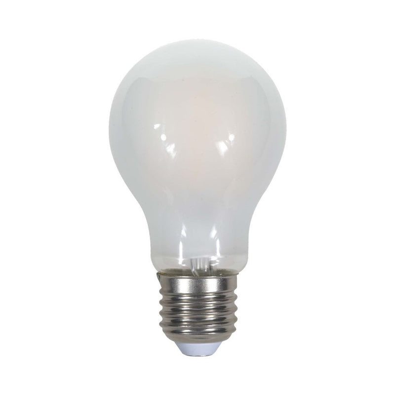 E27 5W(600Lm) LED Spuldze Filament matēta, A60, V-TAC, silti balta gaisma 2700K