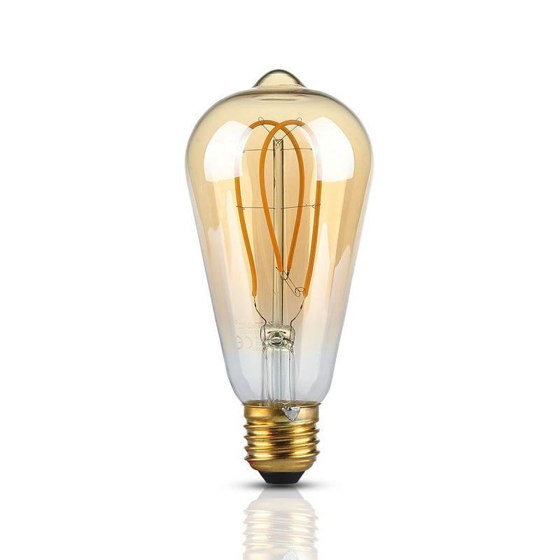 E27 4.8W(300Lm) LED Spuldze Filament AMBER, ST64, V-TAC, silti balta gaisma 1800K