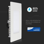 24W(2000Lm) LED panelis iebūvējams kvadrāta, V-TAC SAMSUNG, garantija 5 gadi, IP20, auksti balta gaisma 6400K, komplektā ar barošanās bloku