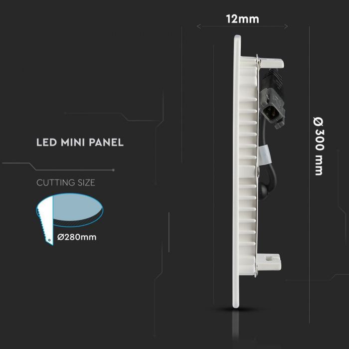 24W (2000Lm) LED paneel süvistatav ümmargune, V-TAC SAMSUNG CHIP, 5 aastat garantiid, IP20, soe valge valgus 3000K, koos toiteplokiga.