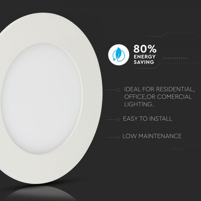 24W (2000Lm) LED paneel süvistatav ümmargune, V-TAC SAMSUNG CHIP, 5 aastat garantiid, IP20, soe valge valgus 3000K, koos toiteplokiga.