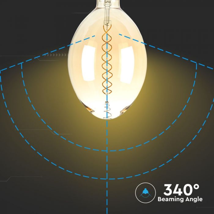 E27 8W(500Lm) LED Bulb Filament, dimmable, BF180, V-TAC, warm white light 2000K