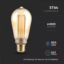 E27 4W(200Lm) LED-lampa Filament AMBER, ST64, IP20, V-TAC, varmvitt ljus 1800K