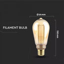 E27 4W(200Lm) LED-lampa Filament AMBER, ST64, IP20, V-TAC, varmvitt ljus 1800K
