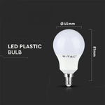 E14 5.5W(470Lm) LED Spuldze, P45, IP20, CRI>95, V-TAC, silti balta gaisma 2700K