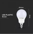 E14 5.5W(470Lm) LED-lambi, P45, IP20, CRI>95, V-TAC, jahea valge 6400K