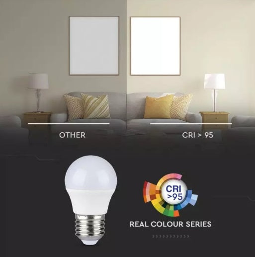 E27 5.5W(470Lm) LED Spuldze, G45, IP20, V-TAC, auksti balta gaisma 6400K