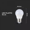 E27 5.5W(470Lm) LED-lambi, G45, IP20, V-TAC, jaheda valge 6400K