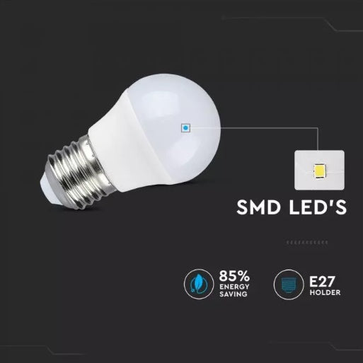 E27 5.5W(470Lm) LED-lambi, G45, IP20, V-TAC, jaheda valge 6400K
