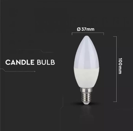 E14 5.5W(470Lm) LED Spuldze, Candle, IP20, V-TAC, auksti balta gaisma 6400K