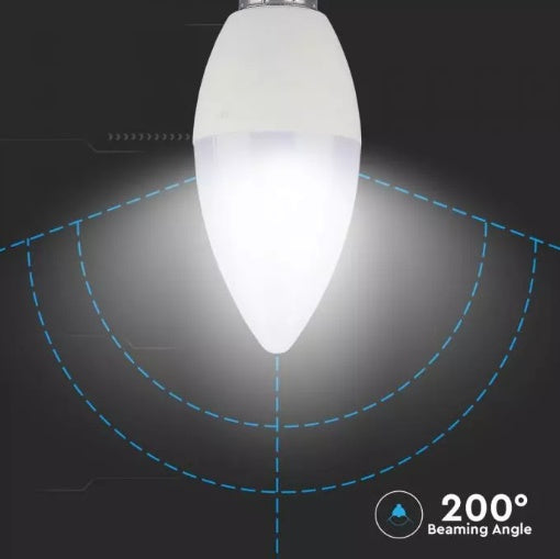 E14 5.5W(470Lm) LED Spuldze, Candle, IP20, V-TAC, auksti balta gaisma 6400K