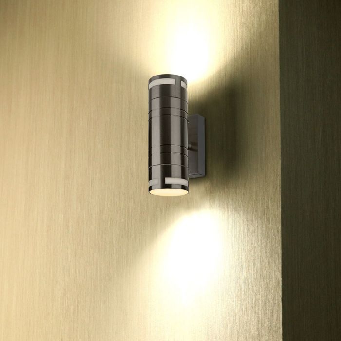 Рамка фасадного светильника V-TAC со светодиодными лампами 2xGU10 (лампы в комплект не входят, двунаправленная, нержавеющая сталь, IP44