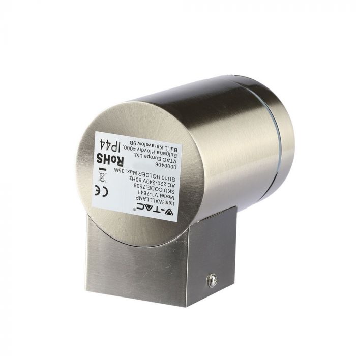 SUPERAKCIJA_V-TAC Fasādes lampas karkass ar 1xGU10 LED spuldzi (spuldze nav iekļauta), nerūsējošā tērauda, IP44