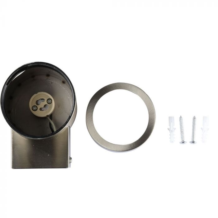 SUPERACTION_V-TAC Ram för fasadlampa med 1xGU10 LED-lampa (glödlampa ingår ej), rostfritt stål, IP44