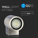 SUPERAKCIJA_V-TAC Fasādes lampas karkass ar 1xGU10 LED spuldzi (spuldze nav iekļauta), nerūsējošā tērauda, IP44