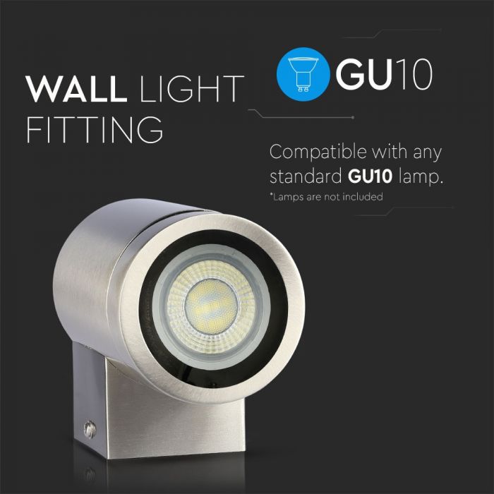 SUPERACTION_V-TAC Ram för fasadlampa med 1xGU10 LED-lampa (glödlampa ingår ej), rostfritt stål, IP44