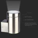 SUPERAKCIJA_V-TAC Fasādes lampas karkass ar 1xGU10 LED spuldzi (spuldze nav iekļauta), nerūsējošā tērauda, IP44