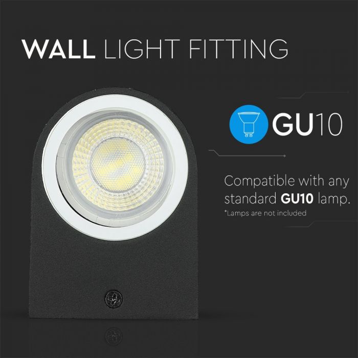 Facade lamp frame for GU10 bulb, stainless steel, tempered glass, IP44, V-TAC