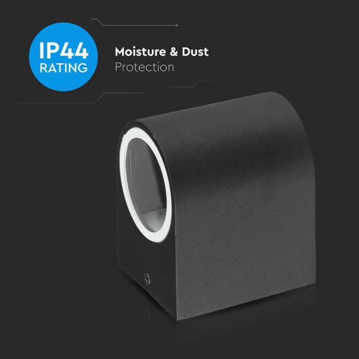 V-TAC Fasādes lampas karkass ar 1xGU10 LED spuldzi (spuldze nav iekļauta)i, melns, IP44