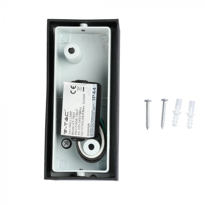 SUPERACTION_V-TAC Fassaadilambi raam 2xGU10 LED-pirnidega (pirnid ei kuulu komplekti), must, IP44