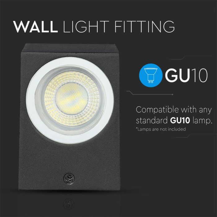 Facade lamp frame for GU10 bulb, stainless steel, tempered glass, IP44, V-TAC