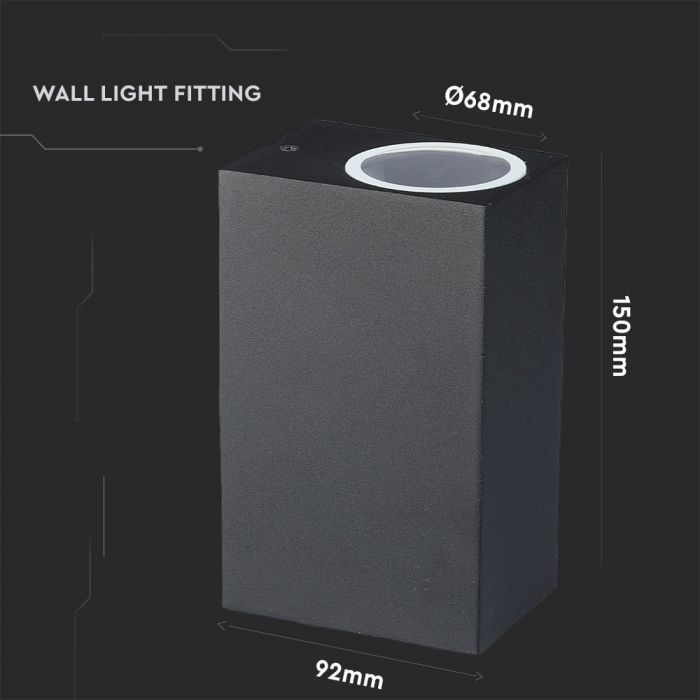 Рамка для фасадного светильника V-TAC со светодиодными лампами 2xGU10 (лампы в комплект не входят), черная, IP44