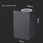 V-TAC Facade lamp frame with 2xGU10 LED bulbs (bulbs not included), black, IP44