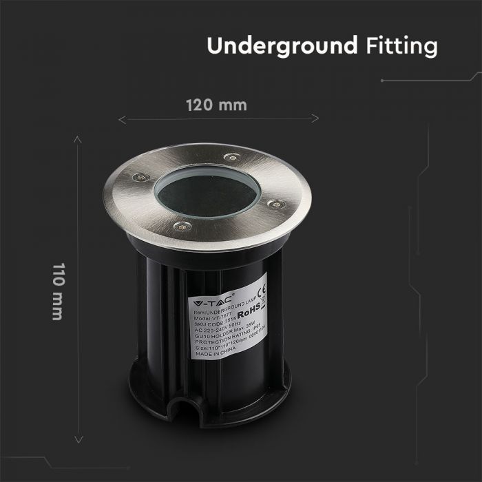 V-TAC Underram med 1xGU10 LED-lampa (glödlampa ingår ej), svart, IP65