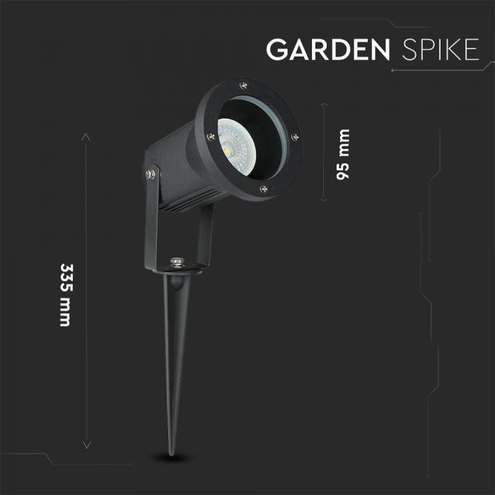 V-TAC LED garden lamp, compatible with GU10 bulb, ground-mounted, aluminum housing, black, IP65