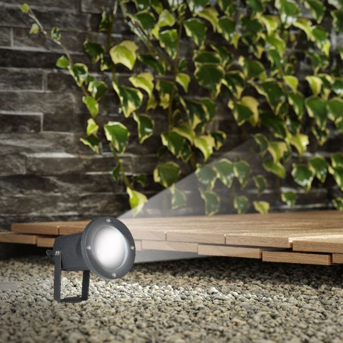 V-TAC LED garden lamp, compatible with GU10 bulb, ground-mounted, aluminum housing, black, IP65