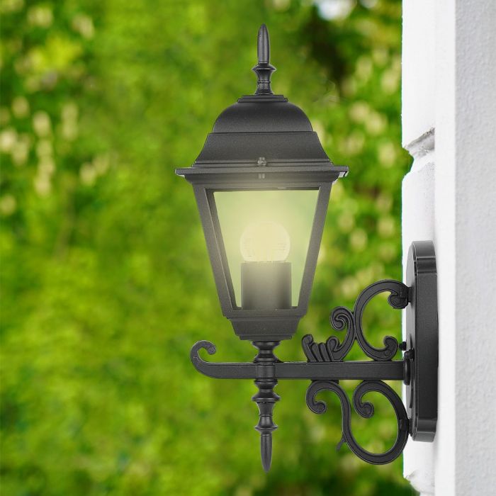 V-TAC fassaadilambi raam 1xE27 LED-pirniga (pirn ei kuulu komplekti), pirn ülespoole suunatud, must, IP44, V-TAC