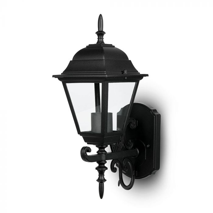 V-TAC fassaadilambi raam 1xE27 LED-pirniga (pirn ei kuulu komplekti), pirn ülespoole suunatud, must, IP44, V-TAC