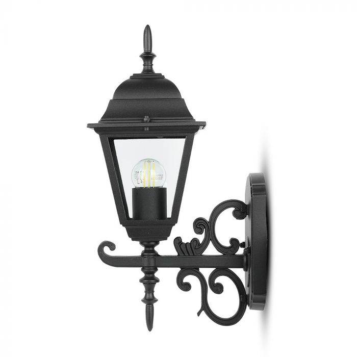 V-TAC fassaadilambi raam 1xE27 LED-pirniga (pirn ei kuulu komplekti), pirn ülespoole suunatud, must, IP44, V-TAC