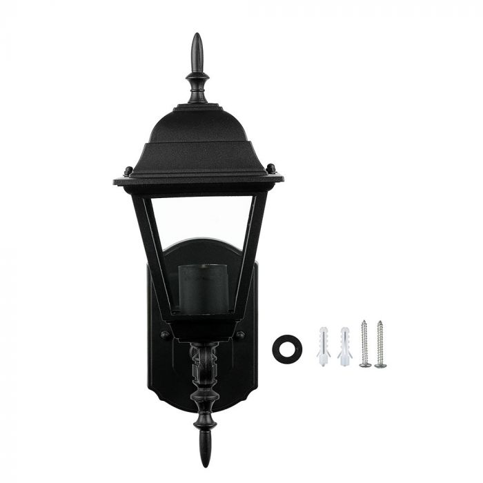 V-TAC Fasādes lampas karkass ar 1xE27 LED spuldzi (spuldze nav iekļauta), spuldze vērsta uz augšu, melns, IP44, V-TAC