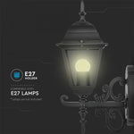 V-TAC fassaadilambi raam 1xE27 LED-pirniga (pirn ei kuulu komplekti), pirn ülespoole suunatud, must, IP44, V-TAC
