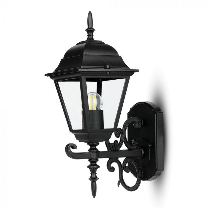 V-TAC fassaadilambi raam 1xE27 LED-pirniga (pirn ei kuulu komplekti), pirn ülespoole suunatud, must, IP44, V-TAC