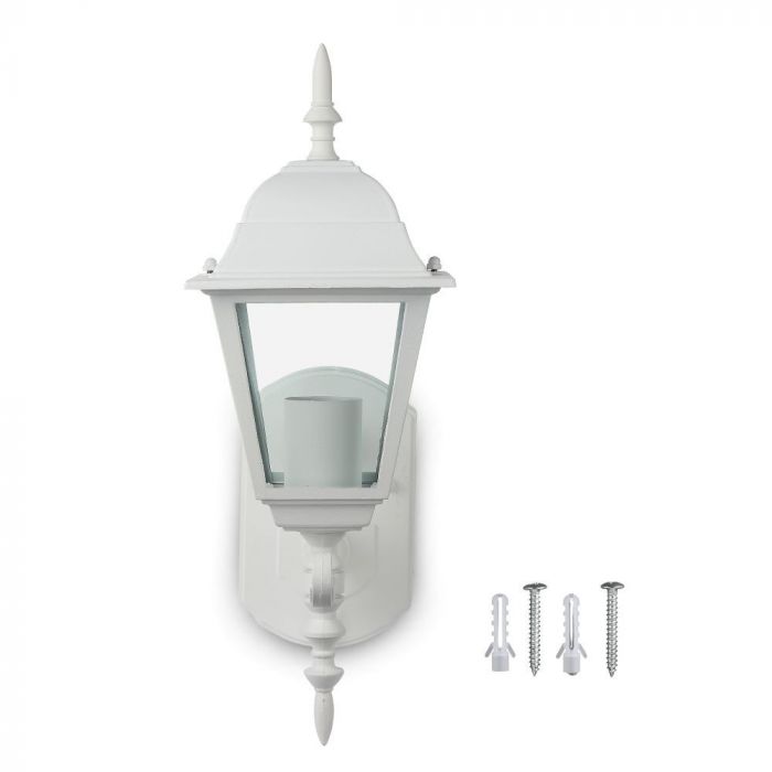 V-TAC Fasādes lampas karkass ar 1xE27 LED spuldzi (spuldze nav iekļauta), spuldze vērsta uz augšu, balta, IP44, V-TAC