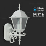 V-TAC Fasadlampram med 1xE27 LED-lampa (glödlampa ingår ej), lampan vänd uppåt, vit, IP44, V-TAC