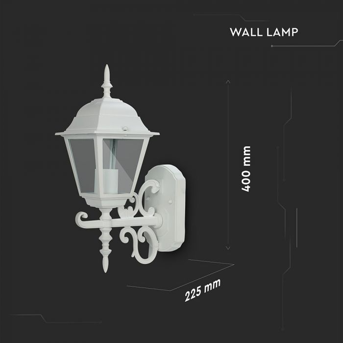 Facade lamp frame for E27 bulb, bulb facing upwards, IP44, V-TAC