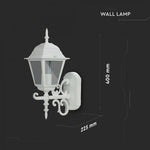 V-TAC Fasadlampram med 1xE27 LED-lampa (glödlampa ingår ej), lampan vänd uppåt, vit, IP44, V-TAC