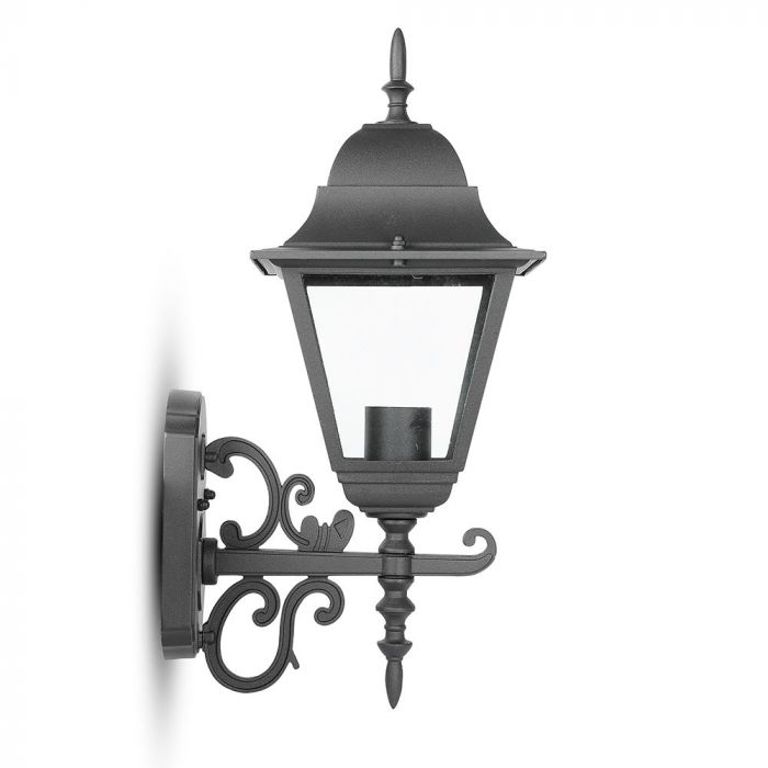 V-TAC fassaadilambi raam 1xE27 LED-pirniga (pirn ei kuulu komplekti), pirn suunaga ülespoole, must, IP44
