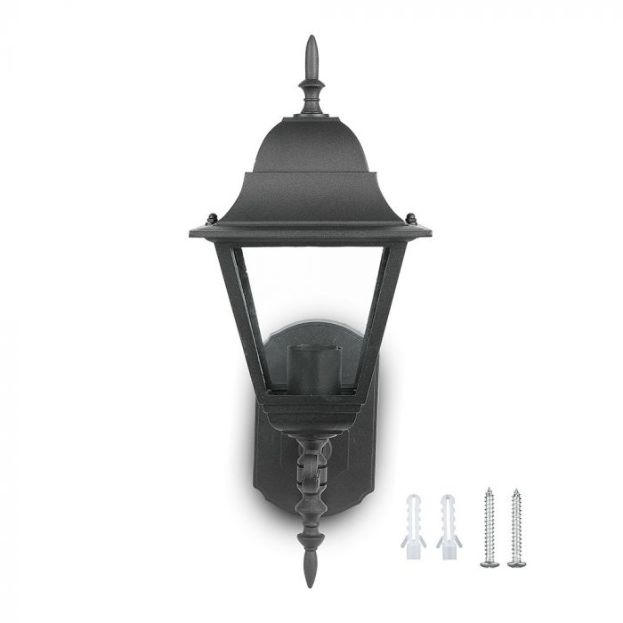 V-TAC fassaadilambi raam 1xE27 LED-pirniga (pirn ei kuulu komplekti), pirn suunaga ülespoole, must, IP44