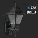 V-TAC fassaadilambi raam 1xE27 LED-pirniga (pirn ei kuulu komplekti), pirn suunaga ülespoole, must, IP44