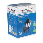 V-TAC fassaadilambi raam 1xE27 LED-pirniga (pirn ei kuulu komplekti), pirn suunaga ülespoole, must, IP44