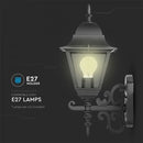 V-TAC fassaadilambi raam 1xE27 LED-pirniga (pirn ei kuulu komplekti), pirn suunaga ülespoole, must, IP44