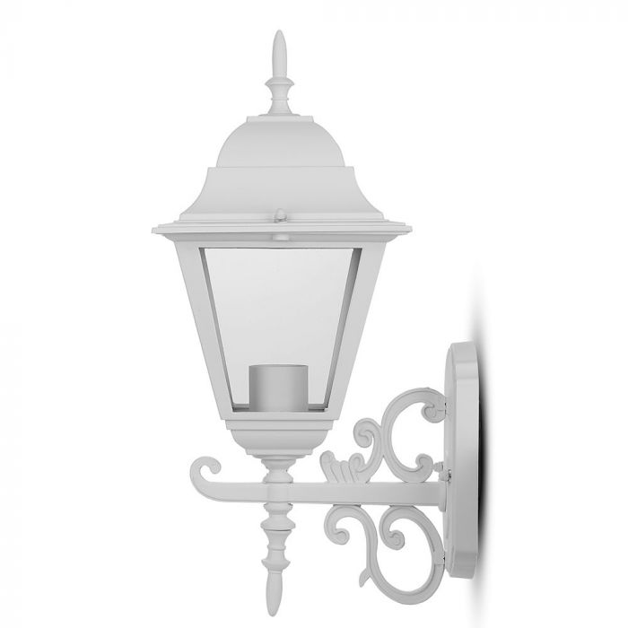 V-TAC Fasadlampram med 1xE27 LED-lampa (glödlampa ingår ej), lampan vänd uppåt, vit, IP44