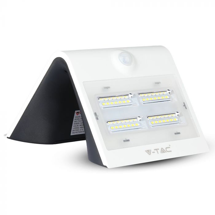 3W(500Lm) LED-solarmatur med litiumbatteri, IP65, vit, V-TAC