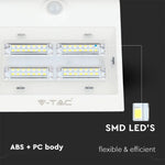 3W(500Lm) LED-solarmatur med litiumbatteri, IP65, vit, V-TAC