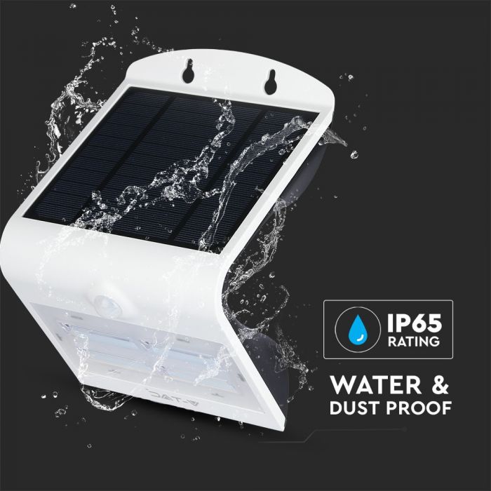 3W(500Lm) LED solar luminaire with lithium battery, IP65, white, V-TAC