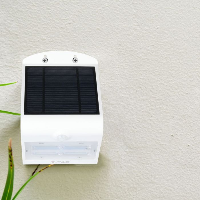 3W(500Lm) LED-solarmatur med litiumbatteri, IP65, vit, V-TAC